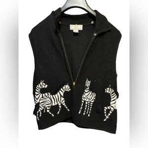 LISA INTERNATIONAL women’s size Medium 100% Boiled‎ Wool Zebra Vest
